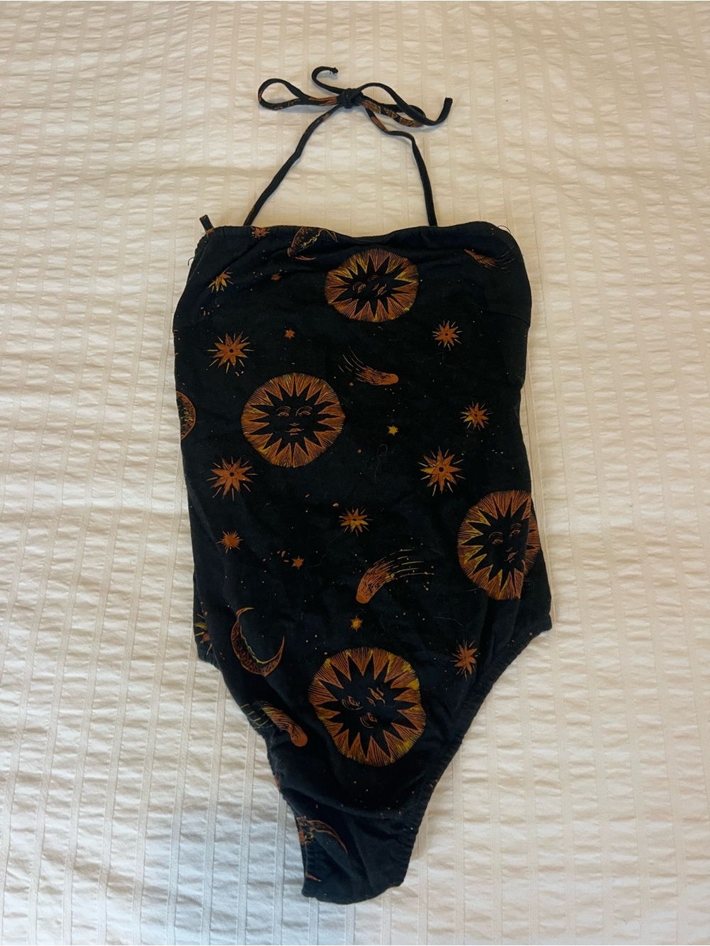 Motel Rocks Black Sun & Moon Halter One-Piece